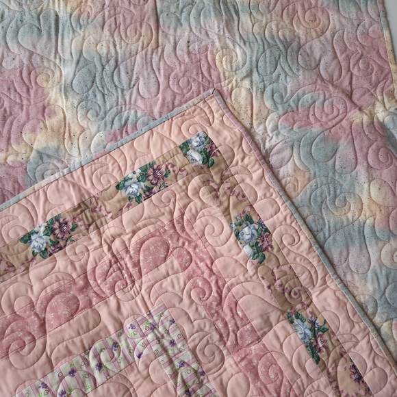 Homemade Other - Homemade Never Used Floral Pink Quilted Baby Blanket  36Wx46L